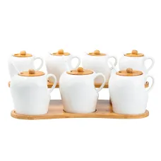 Набор баночек для специй с крышками и ложками 300/600 мл на подставке