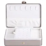 Шкатулка-органайзер для украшений из экокожи на кнопке 16х11х4,7 см, белое золото Шкатулка-органайзер для украшений из экокожи на кнопке 16х11х4,7 см, белое золото