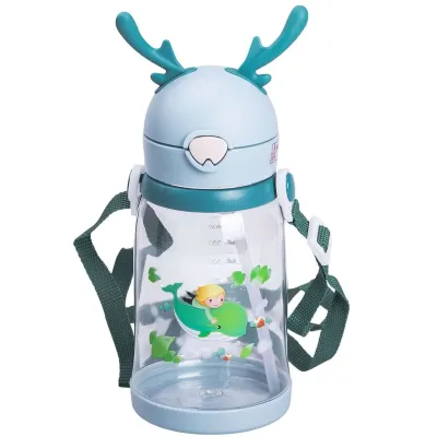 Детская бутылка для воды 550 мл с ремешком, мятный