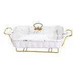 Мармитница фарфоровая прямоугольная 2 л на подставке, белый Мармитница фарфоровая прямоугольная 2 л на подставке, белый