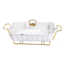 Мармітниця порцелянова прямокутна 2 л на підставці, білий