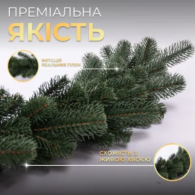 Гирлянда хвойная искусственная литая 1 метр зеленая