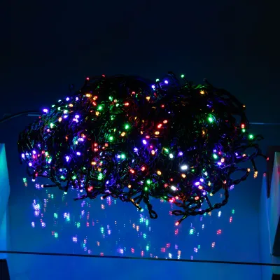 Гірлянда Бахрома вулична 840 LED 50 м від мережі чорна нитка, мультиколір Гірлянда Бахрома вулична 840 LED 50 м від мережі чорна нитка, мультиколір