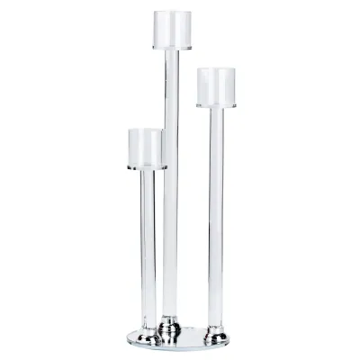 Подсвечник стеклянный в европейском стиле на три свечи