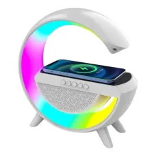 Портативная колонка c RGB-подсветкой BT/TF/Wireless Charger/USB/FM/AUX 5 Вт, белый