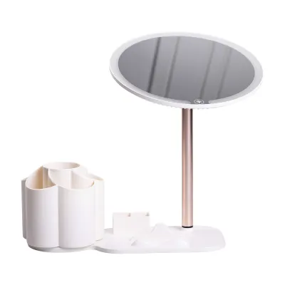 Косметичне дзеркало з LED-підсвіткою та органайзером 21 см, білий