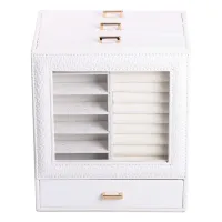 Шкатулка-комод для украшений 23х20х15 см из экокожи, белый