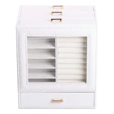Шкатулка-комод для украшений 23х20х15 см из экокожи, белый