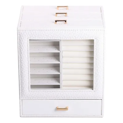 Шкатулка-комод для украшений 23х20х15 см из экокожи, белый