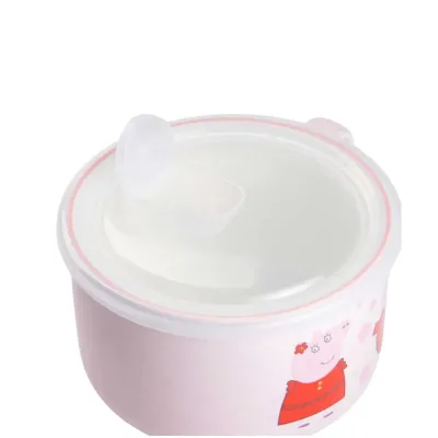 Миска для лапши фарфоровая Smiley 770 мл с герметичной крышкой, розовый