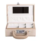 Кейс-органайзер для украшений с кодовым замком 24х16х9,5 см из экокожи, кремовый