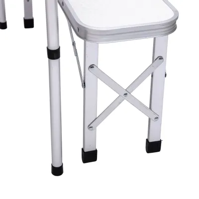 Стол складной и две скамейки для кемпинга 90*60*39.5/70 см, белый