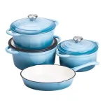 Набор посуды для приготовления чугунный 2/3/4/1 л, голубой