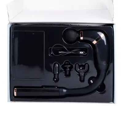 Перкусійний масажер Fascial Gun Massage 4 насадки, чорний