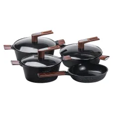 Набор посуды Haus Roland с антипригарным покрытием 4 предмета 7,7/5/4,9/2,5 л, черный