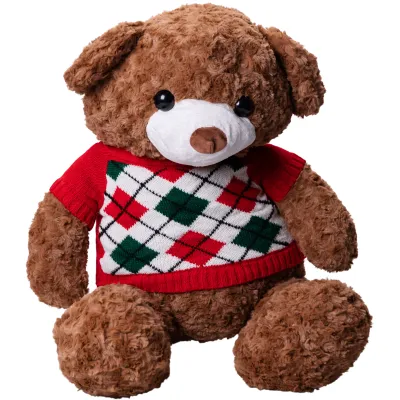 Мягкая игрушка Мишка в красном свитере с пледом 110*150см, коричневый