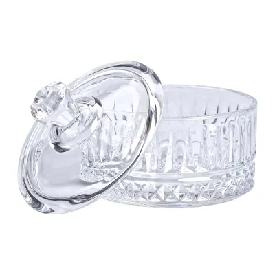 Цукрениця з кришкою з товстого скла ребриста 10 см, прозорий