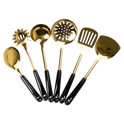 Набір кухонного приладдя 6 штук на підставці, чорний
