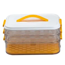 Контейнер для хранения и заморозки продуктов трехъярусный 32*21*16,5 см, оранжевый