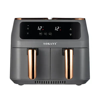 Аэрогриль-фритюрница SOKANY SK-ZG-8030 на 8 литров 2 контейнера с таймером, серый