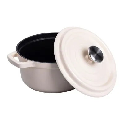 Кокотниця чавунна з емальованим покриттям 2 л, бежевий Кокотниця чавунна з емальованим покриттям 2 л, бежевий