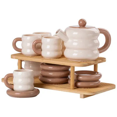 Чайный сервиз Donut фарфоровый на 6 персон, бежевый