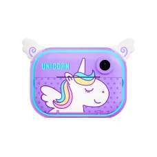 Фотоаппарат детский моментальной печати Единорог для фото и видео FullHD, фиолетовый