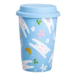 Стакан фарфоровый 420 мл с силиконовой крышкой, голубой Стакан фарфоровый 420 мл с силиконовой крышкой, голубой