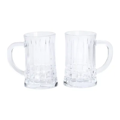 Набір пивних кухлів 2 штуки по 310 мл із товстого скла, прозорий Набір пивних кухлів 2 штуки по 310 мл із товстого скла, прозорий