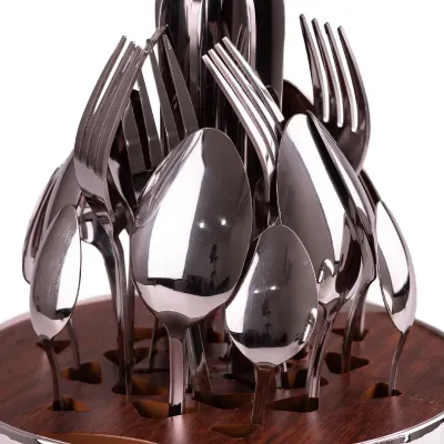 Набор столовых приборов из нержавеющей стали 24 штуки, серебро