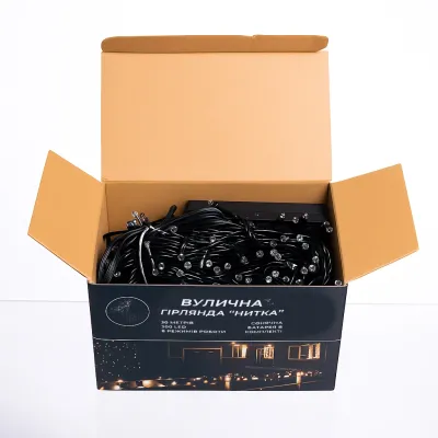 Гирлянда Нить уличная 300 LED 30 м на солнечной батарее черная, мультиколор