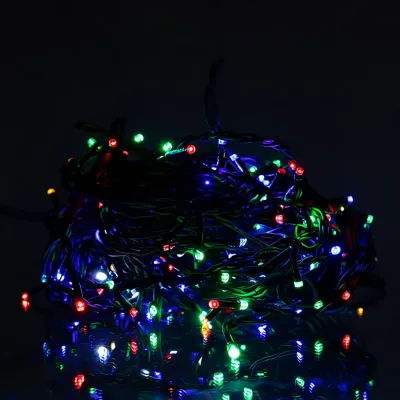 Гірлянда Бахрома вулична 200 LED 12 м від мережі чорна нитка, мультиколір