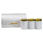Набір для зберігання продуктів Haus Roland 4 штуки із сталі, білий із золотом