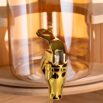 Диспенсер для напоїв потрійний 5,5 л на бамбуковій підставці Диспенсер для напоїв потрійний 5,5 л на бамбуковій підставці