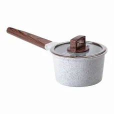 Сотейник с керамическим антипригарным покрытием и стеклянной крышкой 16 см, белый