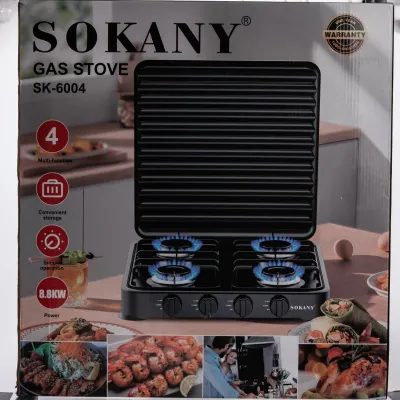 Настільна газова плита SOKANY SK-6004 чотириконфоркова для балонного газу Настільна газова плита SOKANY SK-6004 чотириконфоркова для балонного газу
