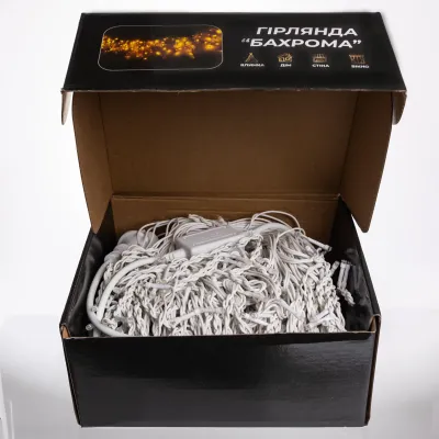 Гирлянда Бахрома уличная 600 LED 36 м от сети белая нить, мультиколор