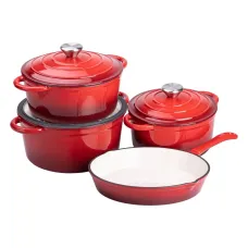 Набор посуды для приготовления чугунный 2/3/4/1 л, красный