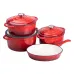 Набір посуду для приготування чавунний 2/3/4/1 л, червоний