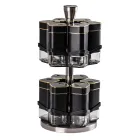 Набор емкостей для специй на подставке 12 баночек по 120 мл, черный с золотом