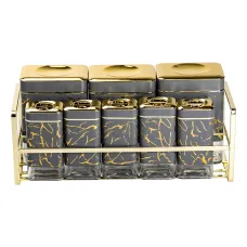 Набор емкостей для хранения 8 штук по 650/150 мл на металлической подставке, серый