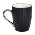 Чашка фарфоровая 400 мл с серебристой ручкой, черный