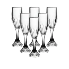 Набор бокалов для шампанского на массивной ножке 6 штук по 175 мл, прозрачный