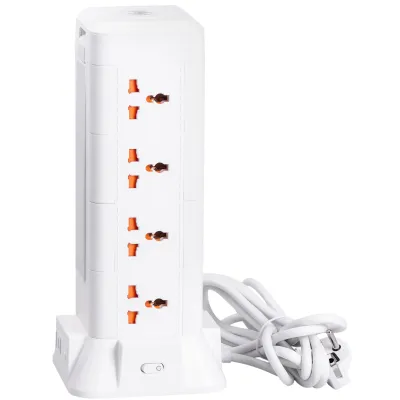 Сетевой фильтр-удлинитель TOWER 12 розеток LED-лампа 3USB + 1PD 2,8 метра