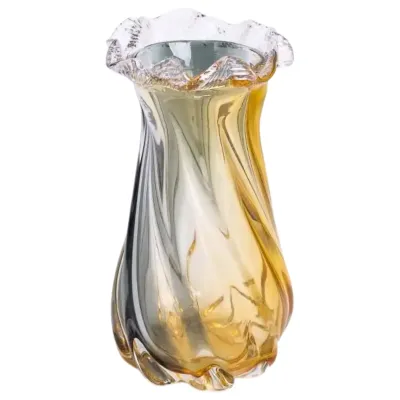 Ваза ручної роботи Lilly скляна 21 см, жовто-сірий Ваза ручної роботи Lilly скляна 21 см, жовто-сірий
