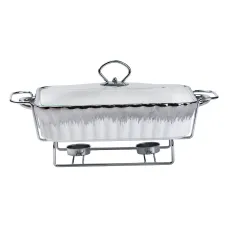 Мармітниця порцелянова прямокутна 1,5 л зі скляною кришкою, хром