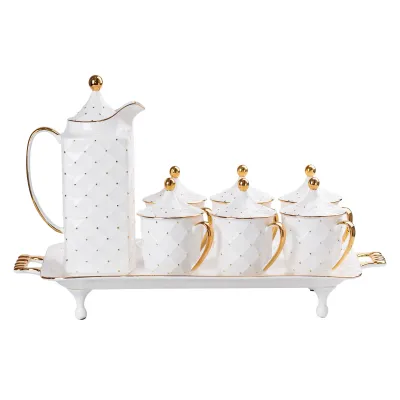 Чайный сервиз фарфоровый на 6 персон 8 предметов, белый