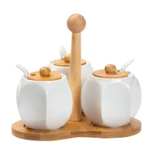 Набор баночек для сыпучих продуктов 3 штуки по 200 мл с ложками, белый