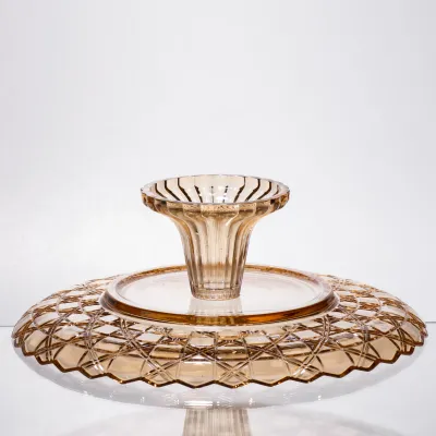 Фруктовница на ножке из толстого стекла 29 см, коричневый