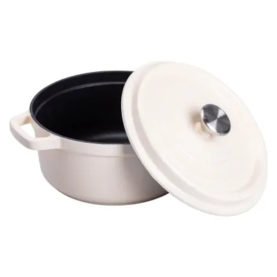 Кокотница чугунная с эмалированным покрытием 3 л, бежевый